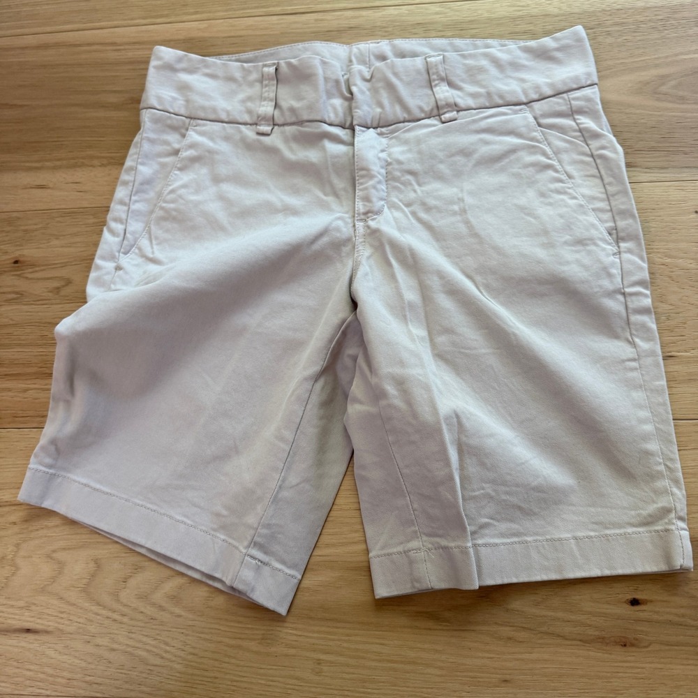 J. Crew Andie Shorts Wm Size 2 Khaki Beige Chino Cotton Stretch Preppy 7 Inseam‎
